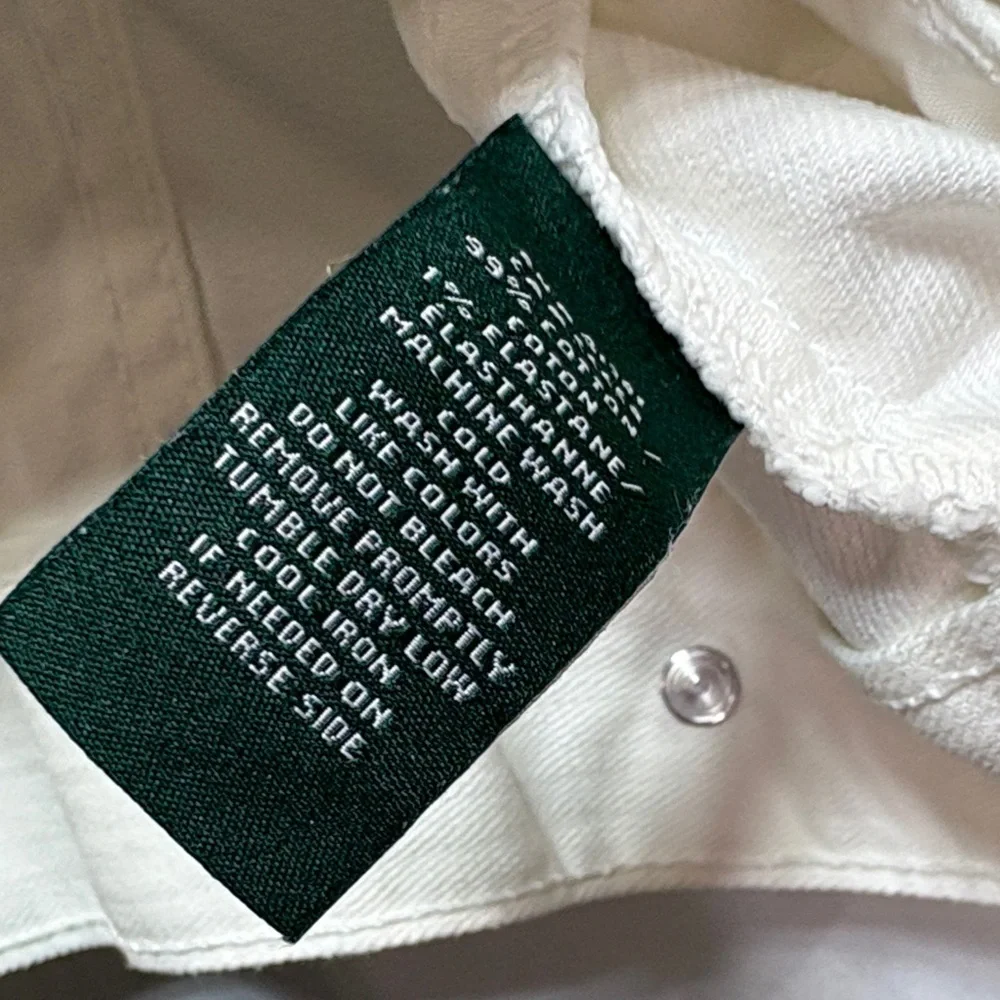 🧇Lauren Ralph Lauren white collarless Jean Jacket: - Picture 3 of 5